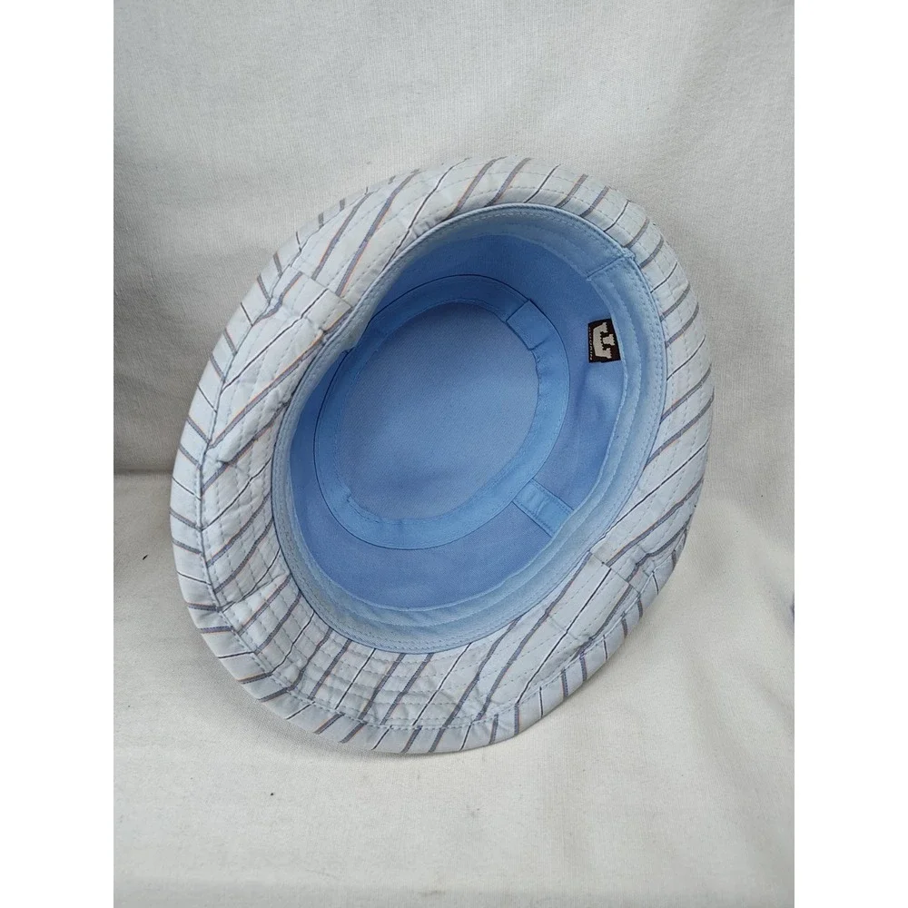 Goorin Bros Pin Striped Blue‎ Cotton Fedora OSFM (large) Men's Hat Cap